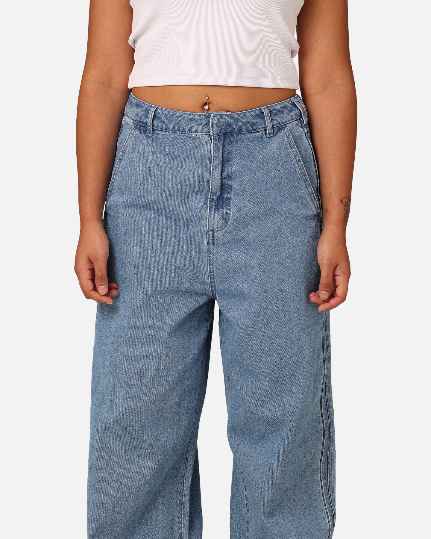 Adidas X KSENIASCHNAIDER Women's 3-Stripe Jeans Light Denim - Image 7