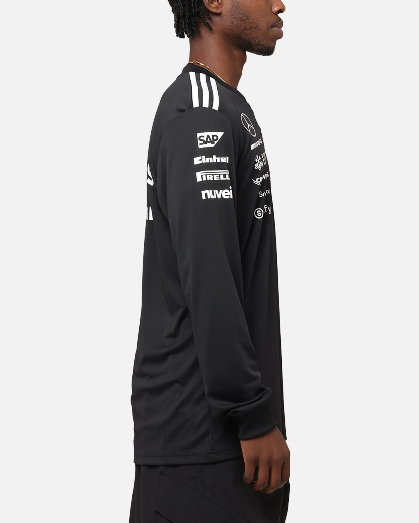 adidas x Mercedes-AMG PETRONAS Formula One F1 2025 Team Long Sleeve Driver T-Shirt Black - Image 5