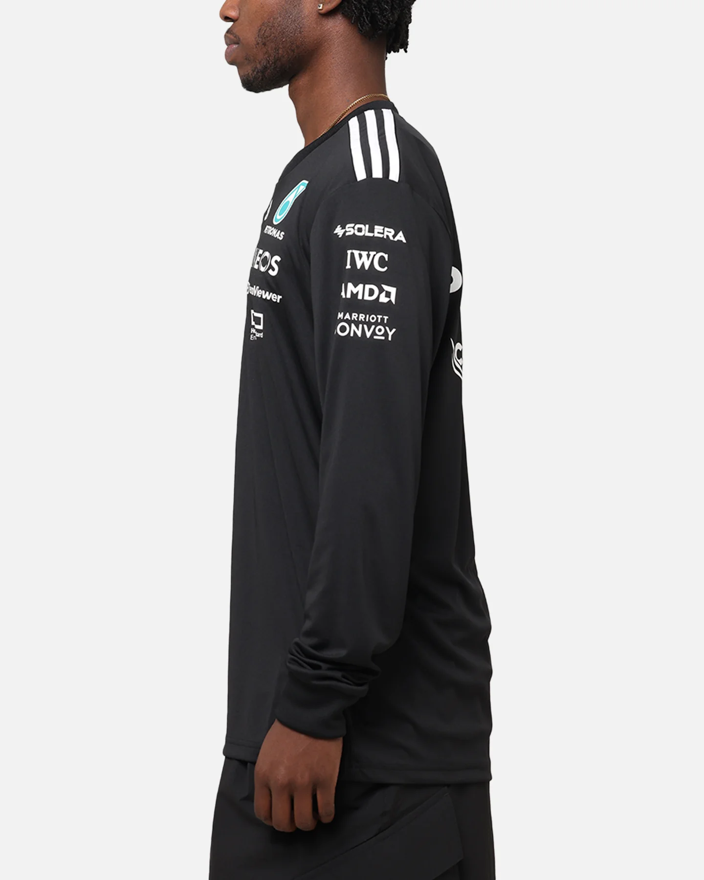 adidas x Mercedes-AMG PETRONAS Formula One F1 2025 Team Long Sleeve Driver T-Shirt Black - Image 6