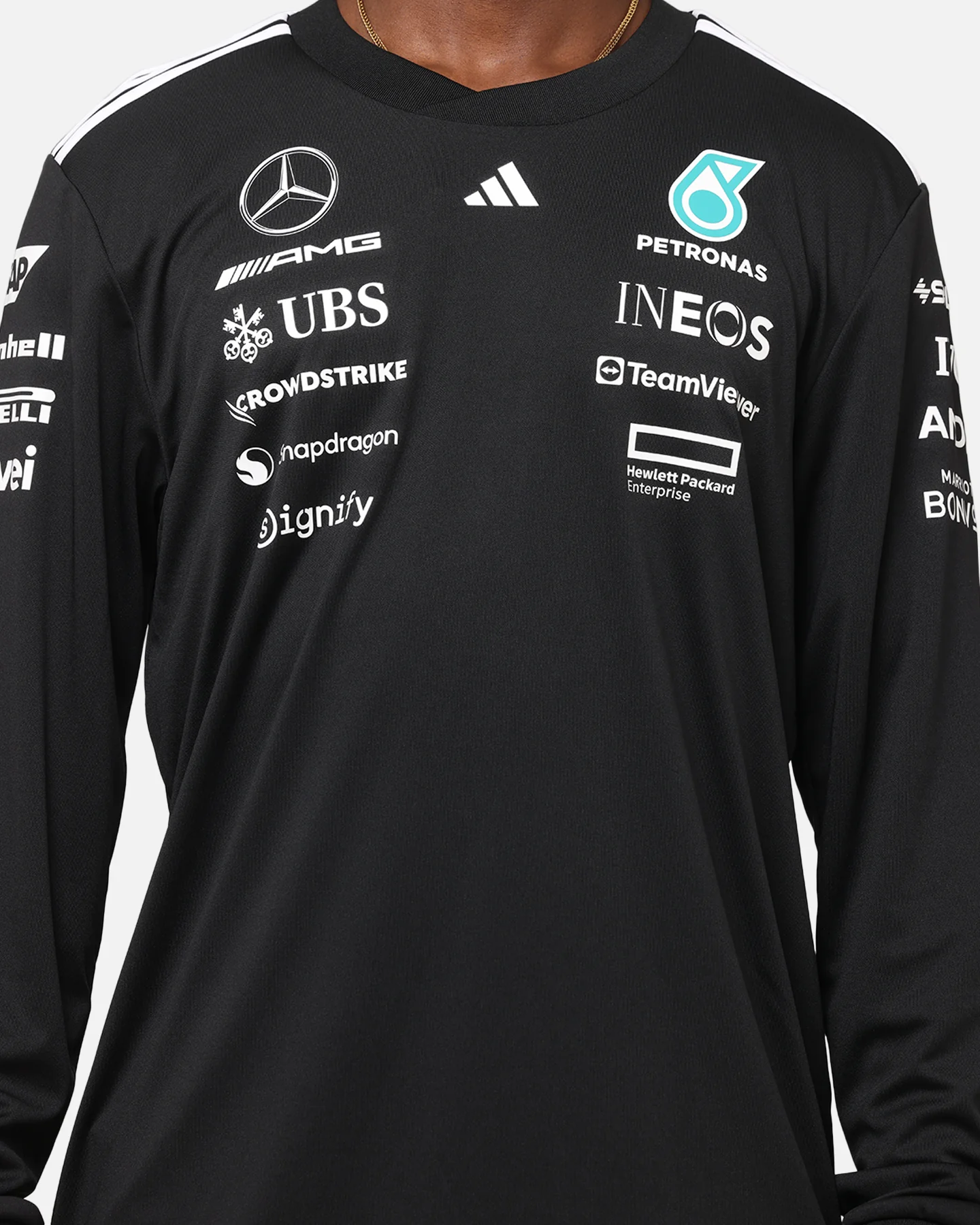 adidas x Mercedes-AMG PETRONAS Formula One F1 2025 Team Long Sleeve Driver T-Shirt Black - Image 7