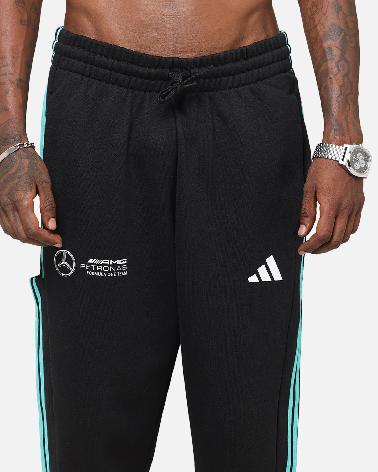 adidas x Mercedes-AMG PETRONAS Formula One F1 DNA Joggers Black/White - Image 7