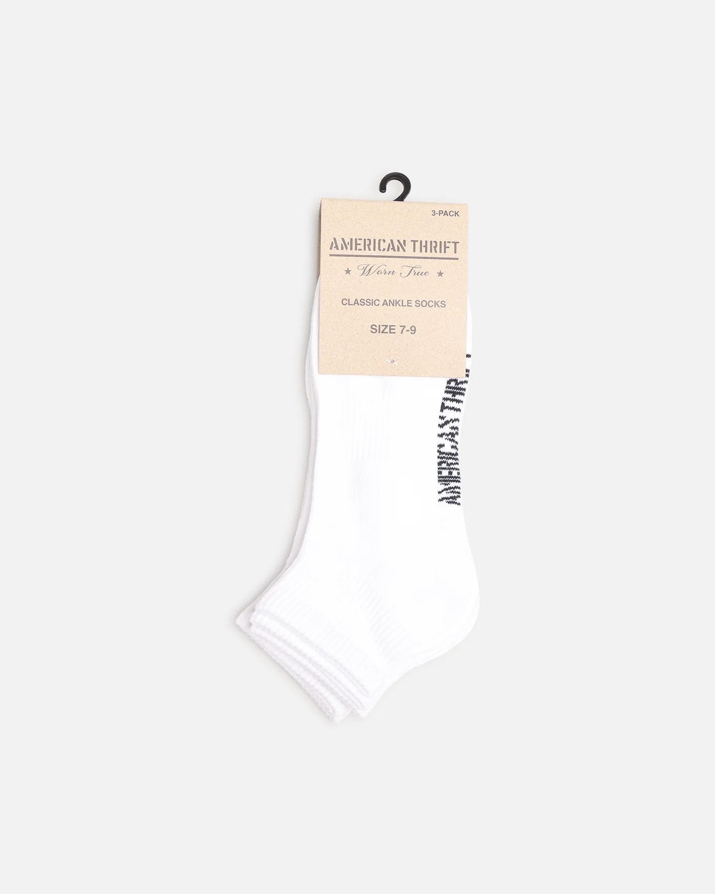 American Thrift Classic Ankle Socks 3 Pack White - Image 2