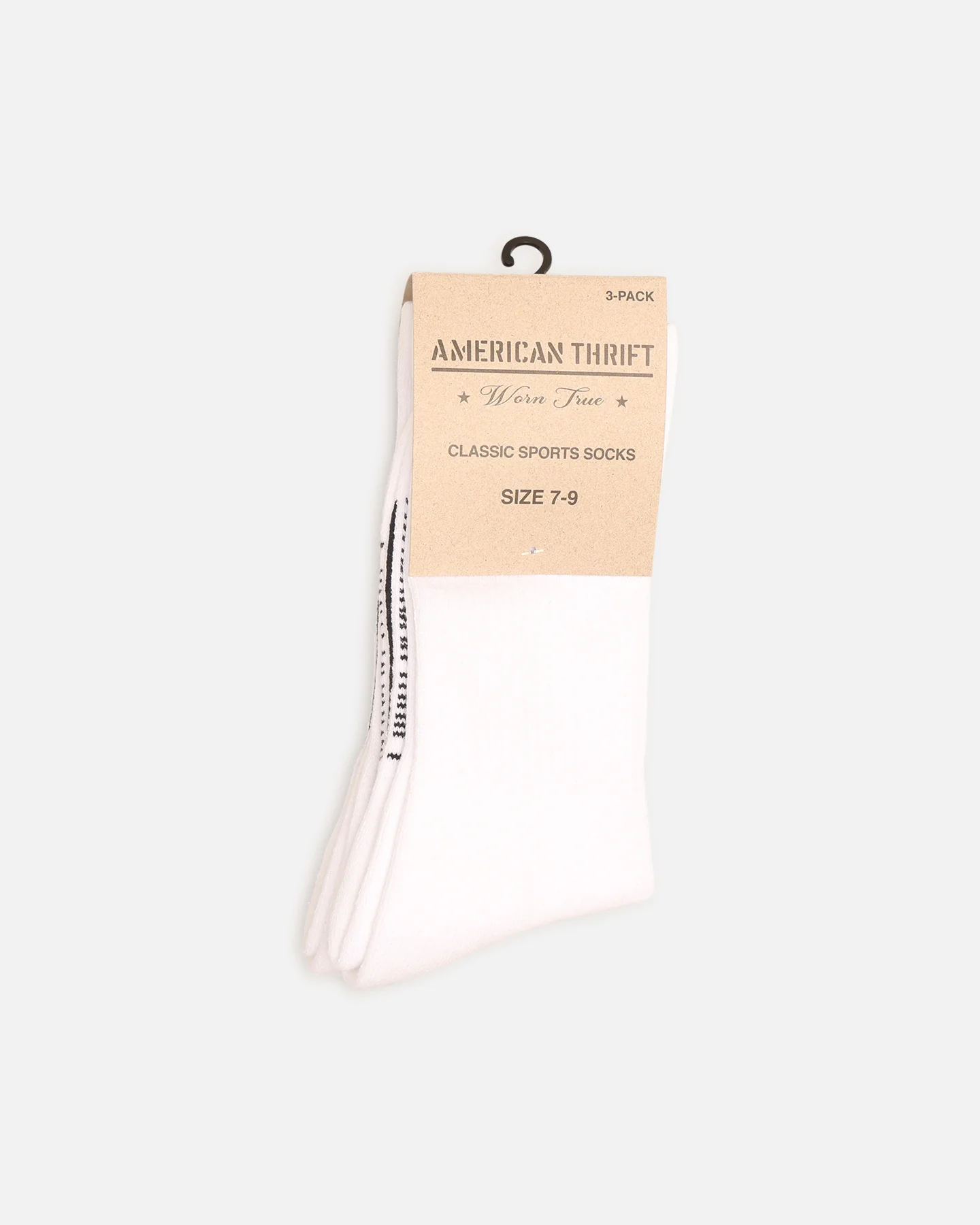 American Thrift Classic Crew Socks 3 Pack White - Image 2