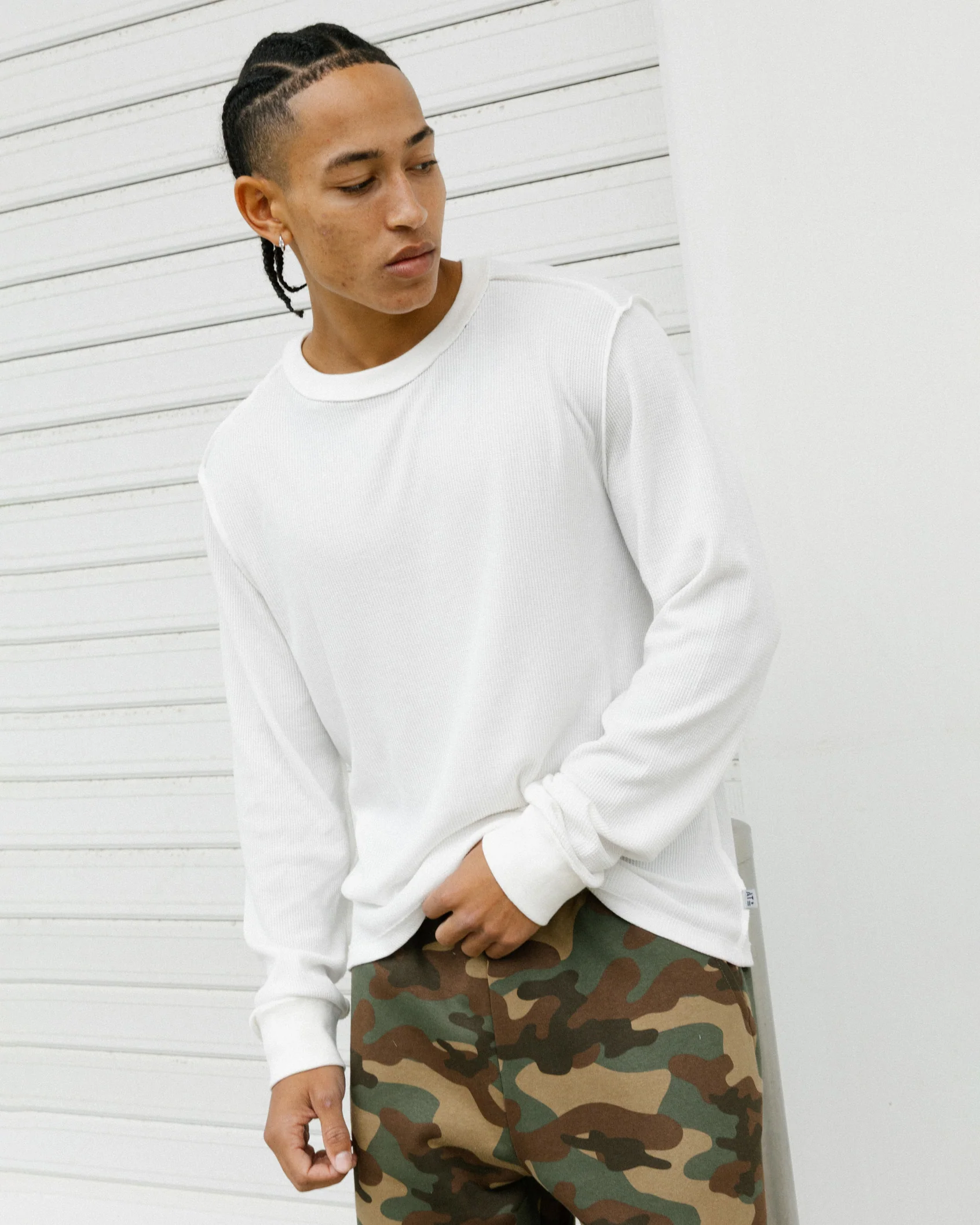 American Thrift Long Sleeve Thermal T-Shirt Off White - Image 2