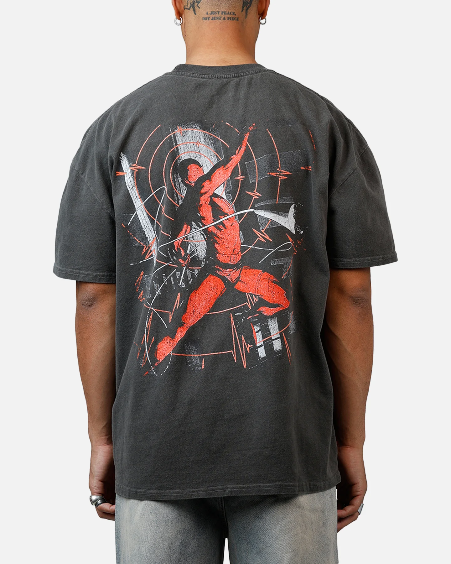 American Thrift Marvel Daredevil Face Heavyweight T-Shirt Black Wash - Image 2