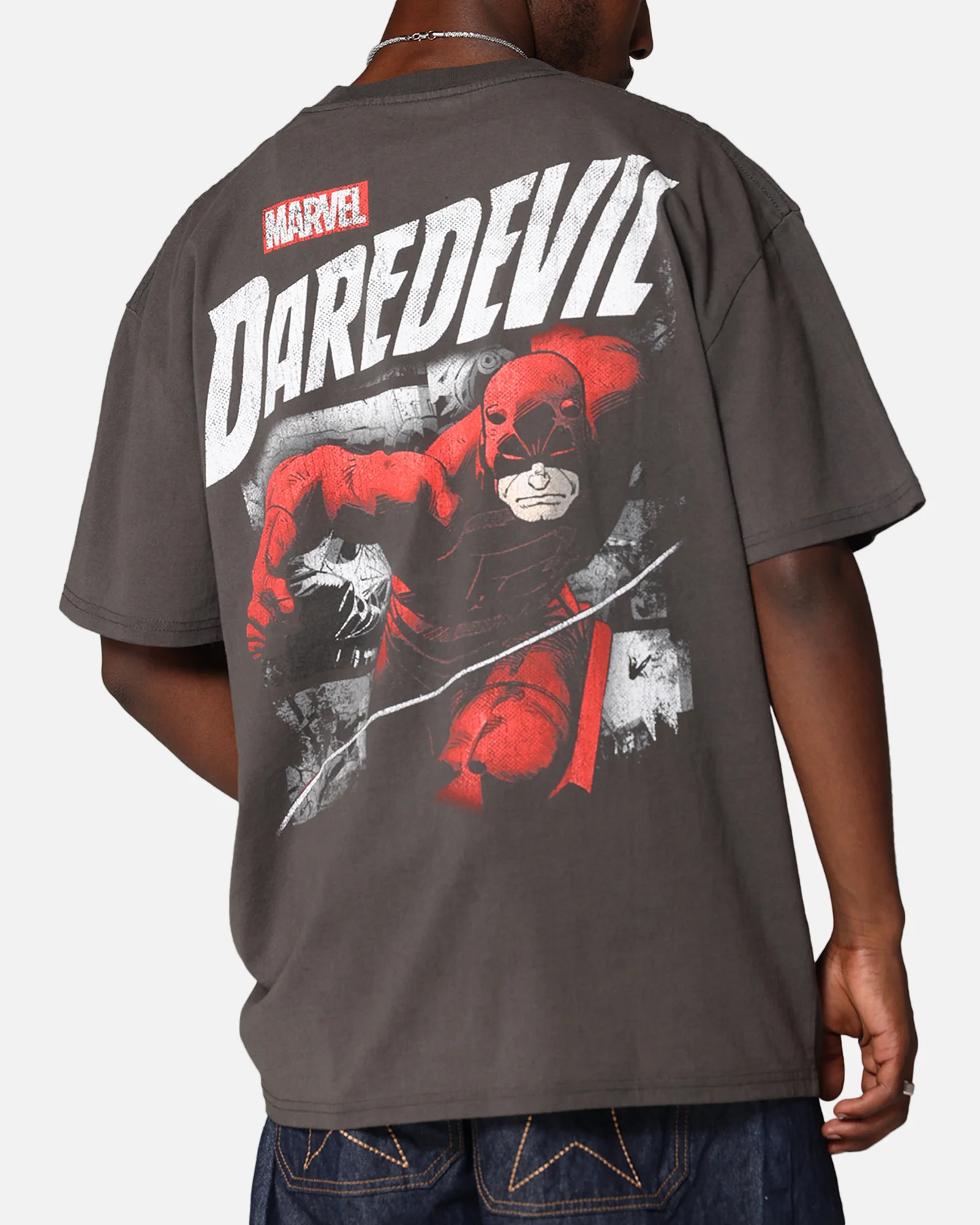 American Thrift Marvel Daredevil Poster Heavy T-Shirt Black Wash - Image 8