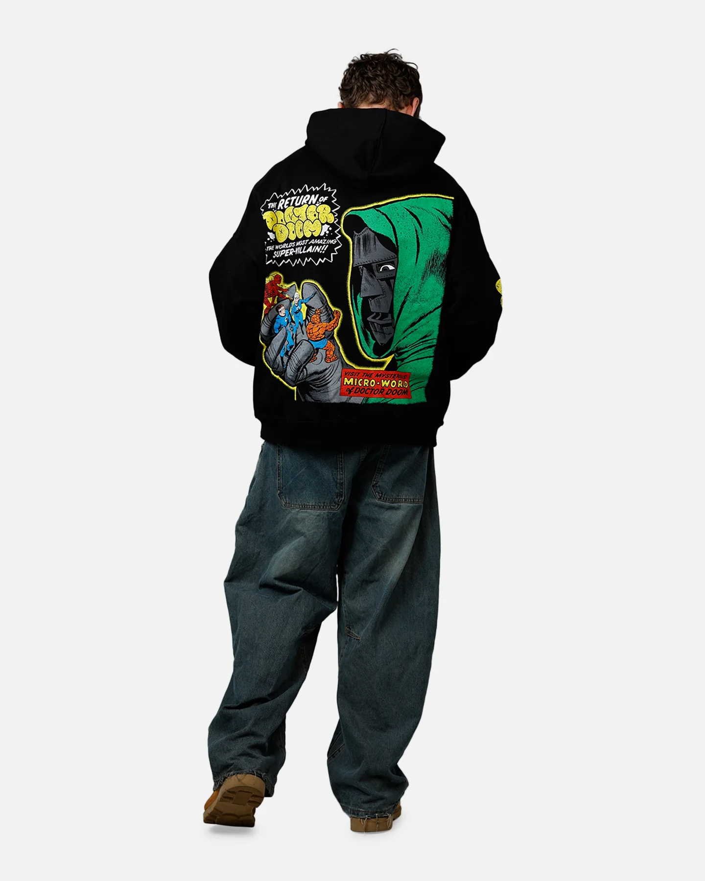 American Thrift Marvel Fantastic Four Doctor Doom Villain Premium Hoodie Black - Image 6