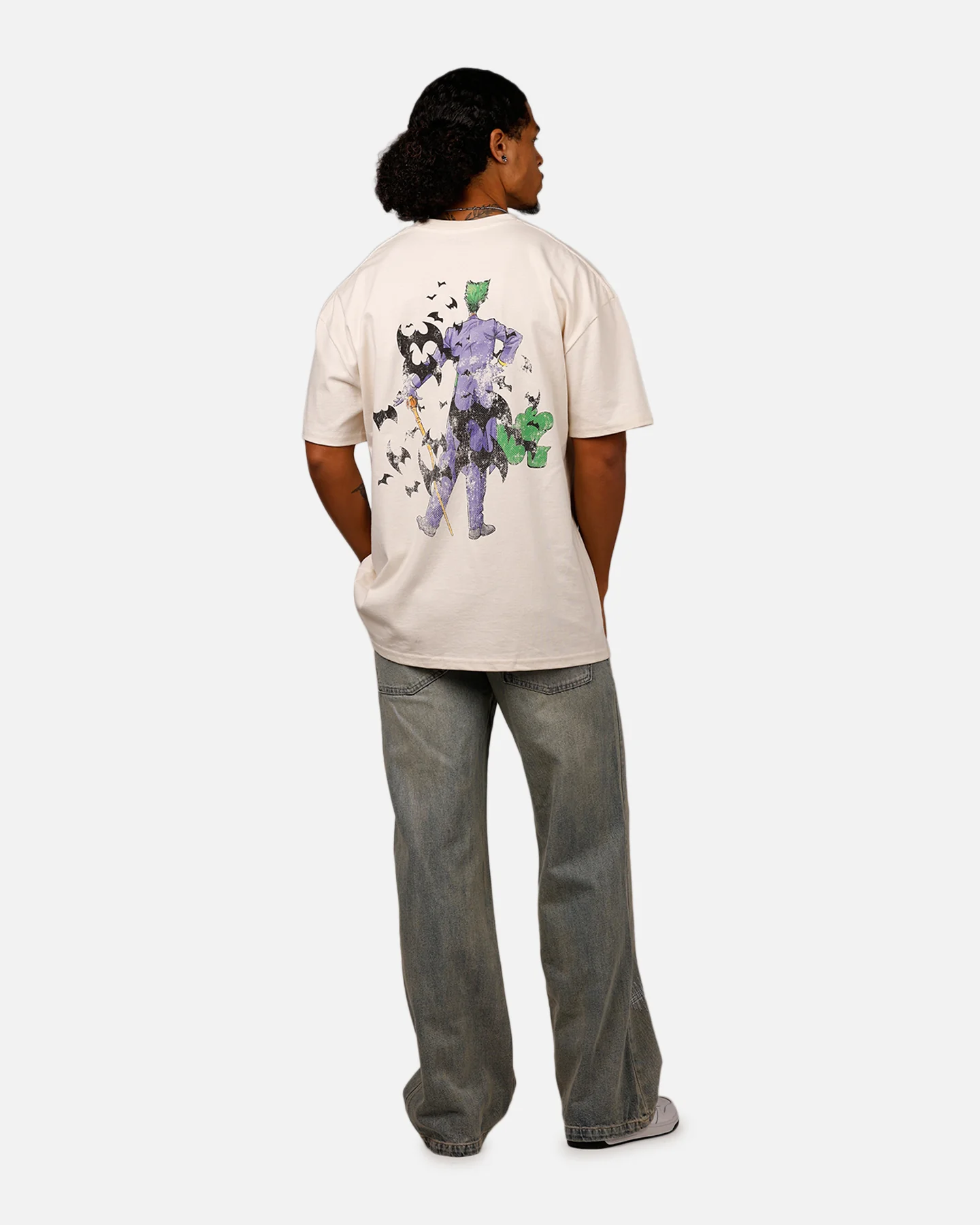 American Thrift X DC Batman The Joker Cane Heavy T-Shirt Off White - Image 6
