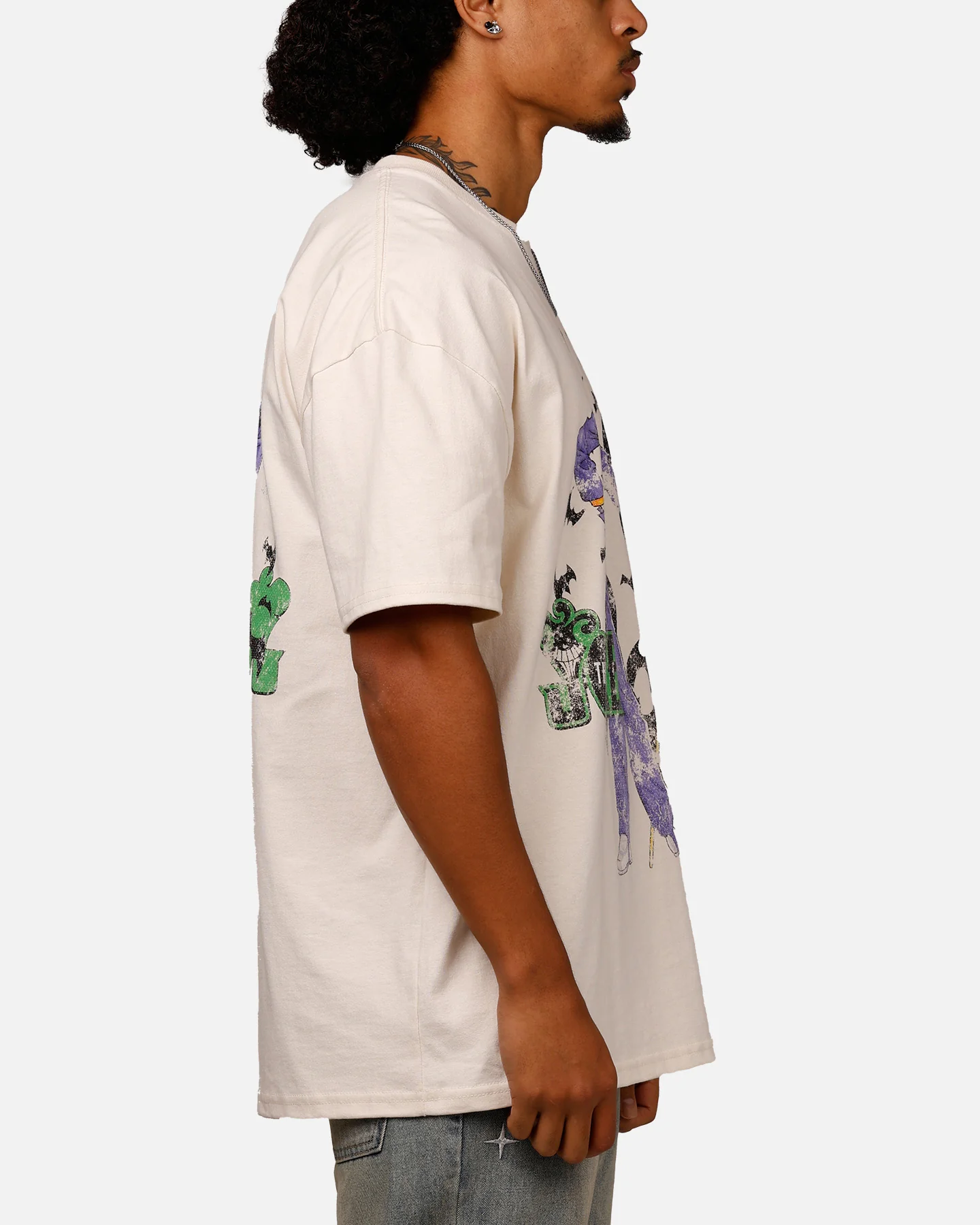 American Thrift X DC Batman The Joker Cane Heavyweight T-Shirt Off White - Image 4