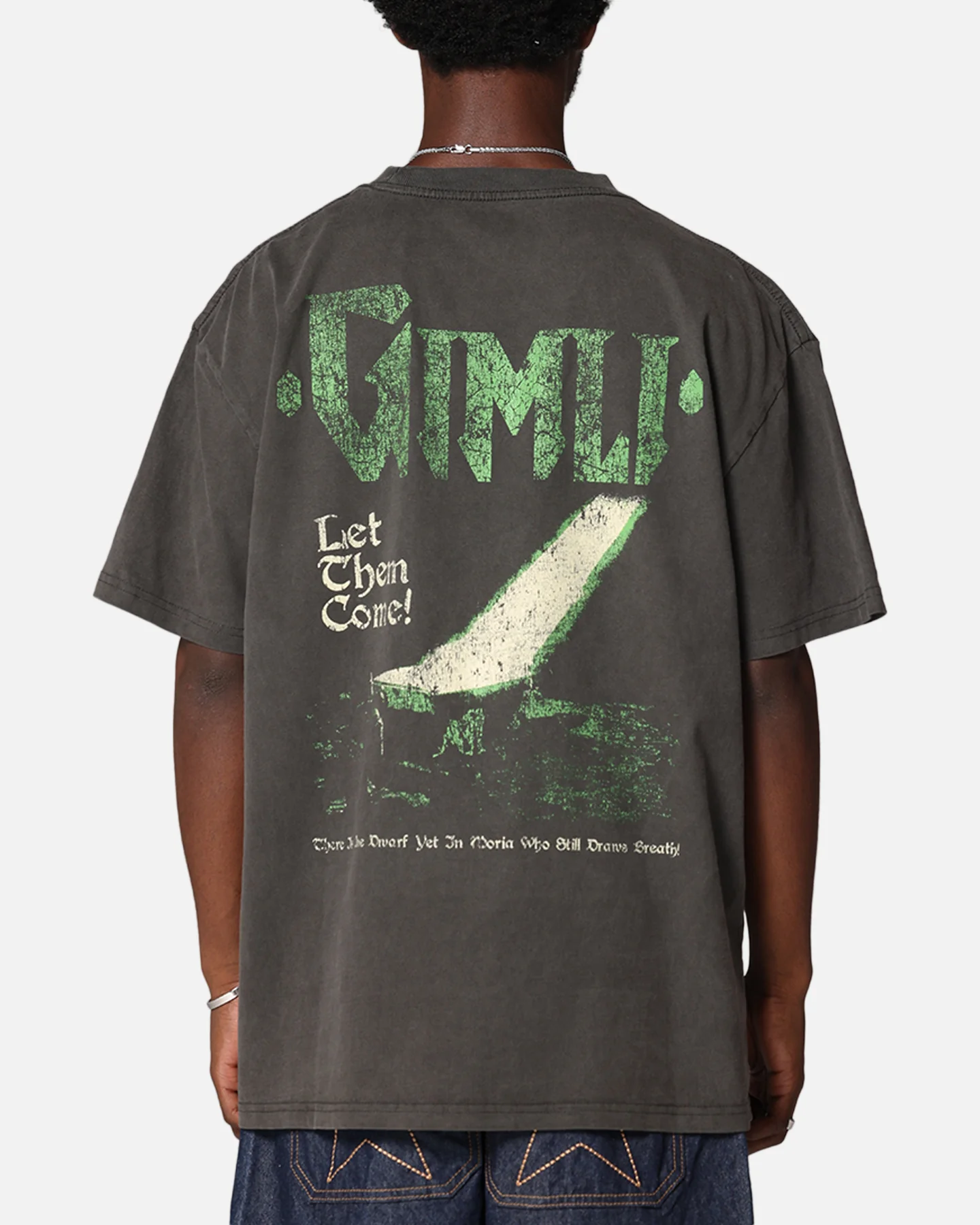 American Thrift X Lord Of The Rings Gimli Toss Heavy T-Shirt Black Wash - Image 2