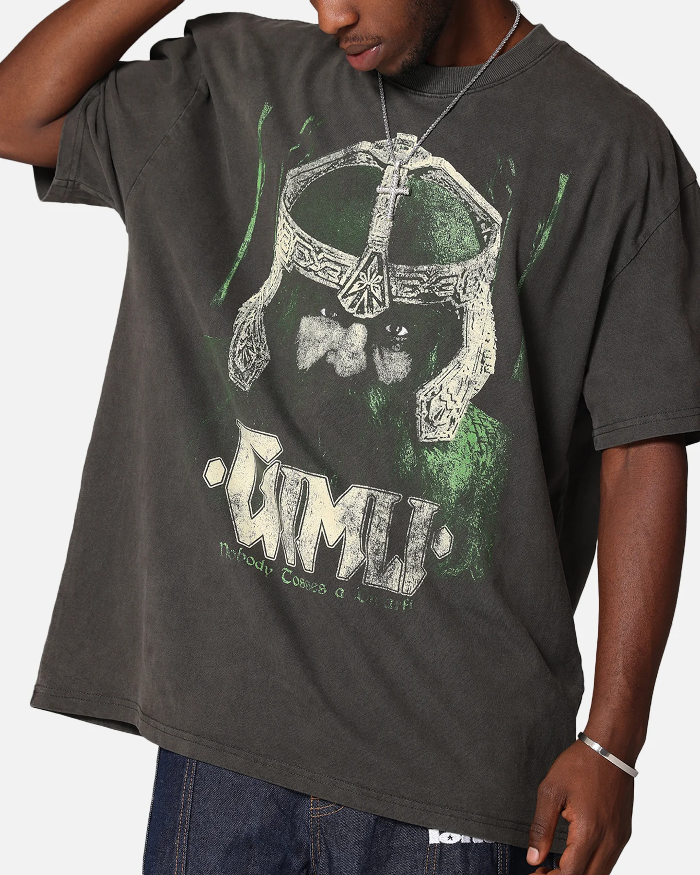 American Thrift X Lord Of The Rings Gimli Toss Heavy T-Shirt Black Wash - Image 7