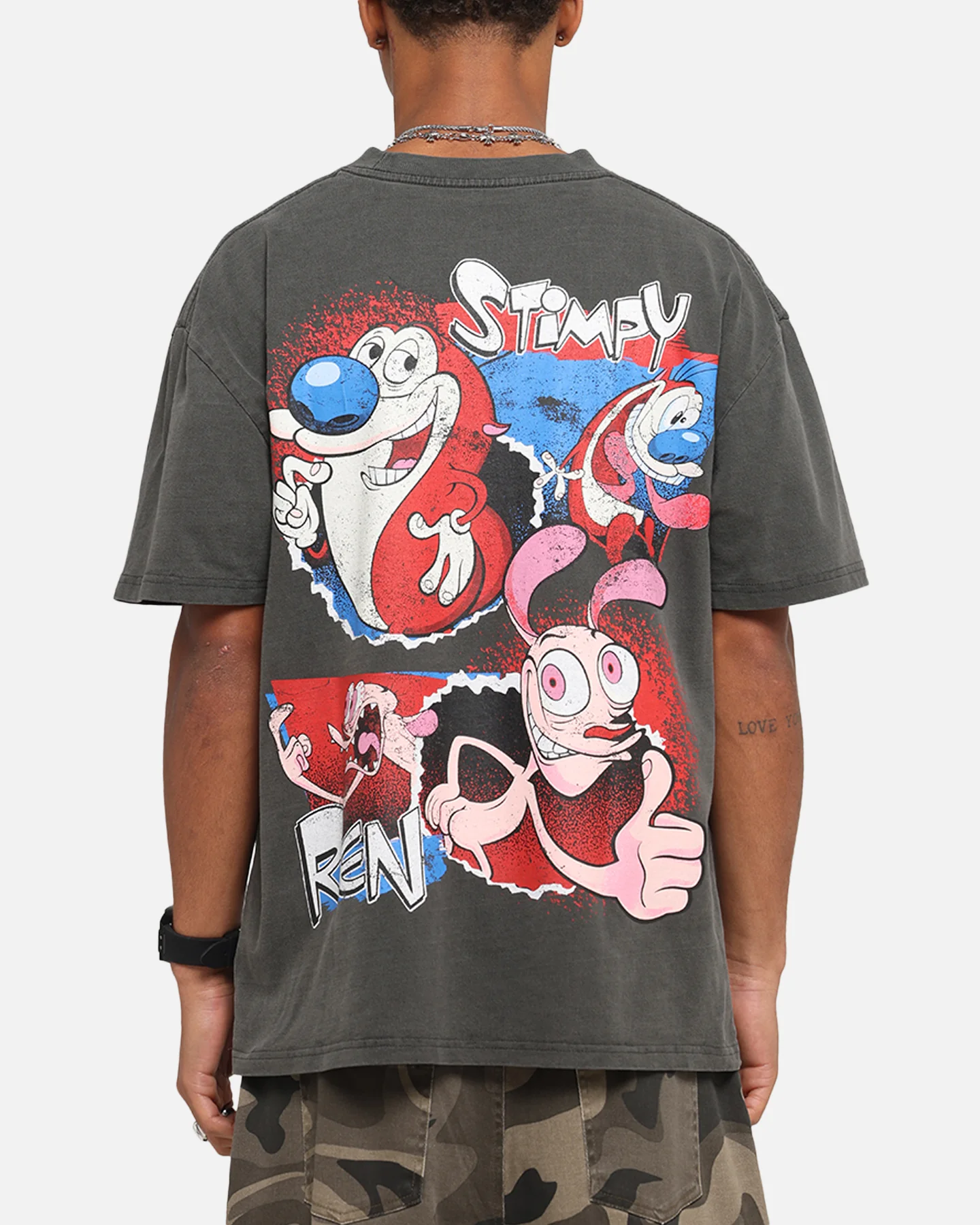 American Thrift X Nickelodeon Ren And Stimpy Heavy T-Shirt Black Wash - Image 2