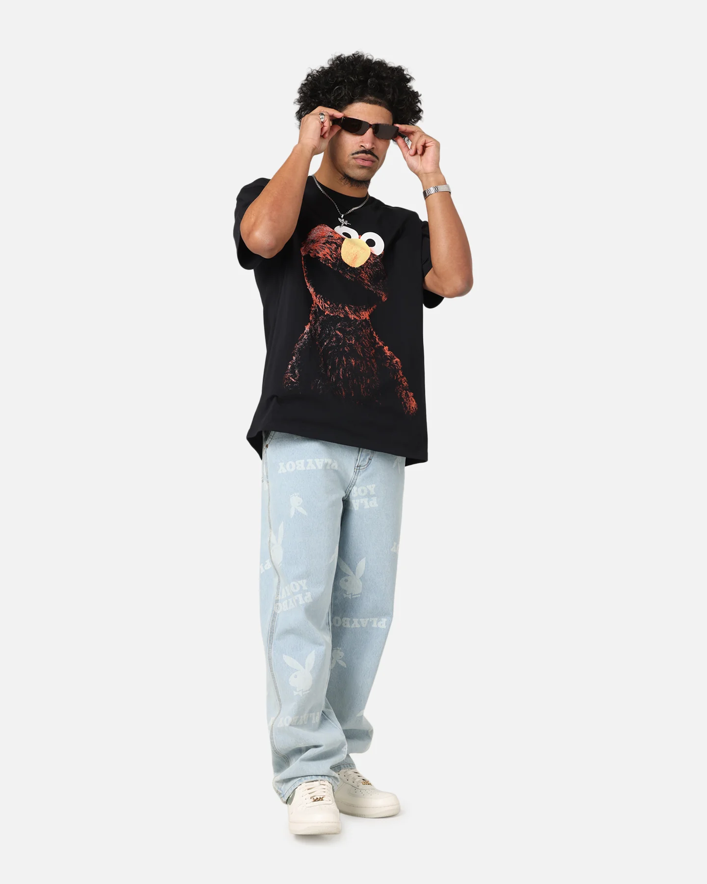 American Thrift X Sesame Street Elmo Grail Heavy T-Shirt Black - Image 3