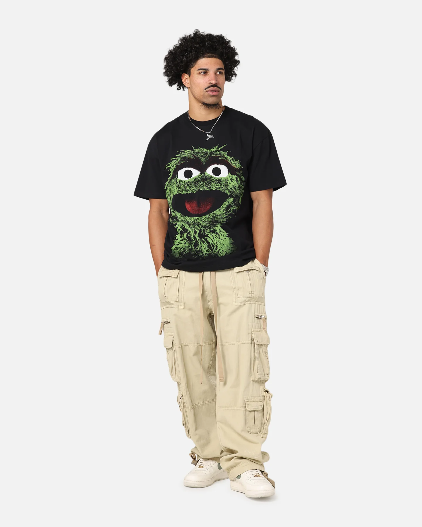 American Thrift X Sesame Street Oscar The Grouch Grail Heavy T-Shirt Black - Image 3