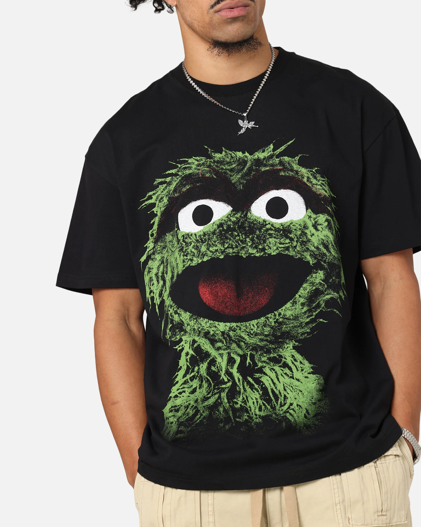 American Thrift X Sesame Street Oscar The Grouch Grail Heavy T-Shirt Black - Image 7