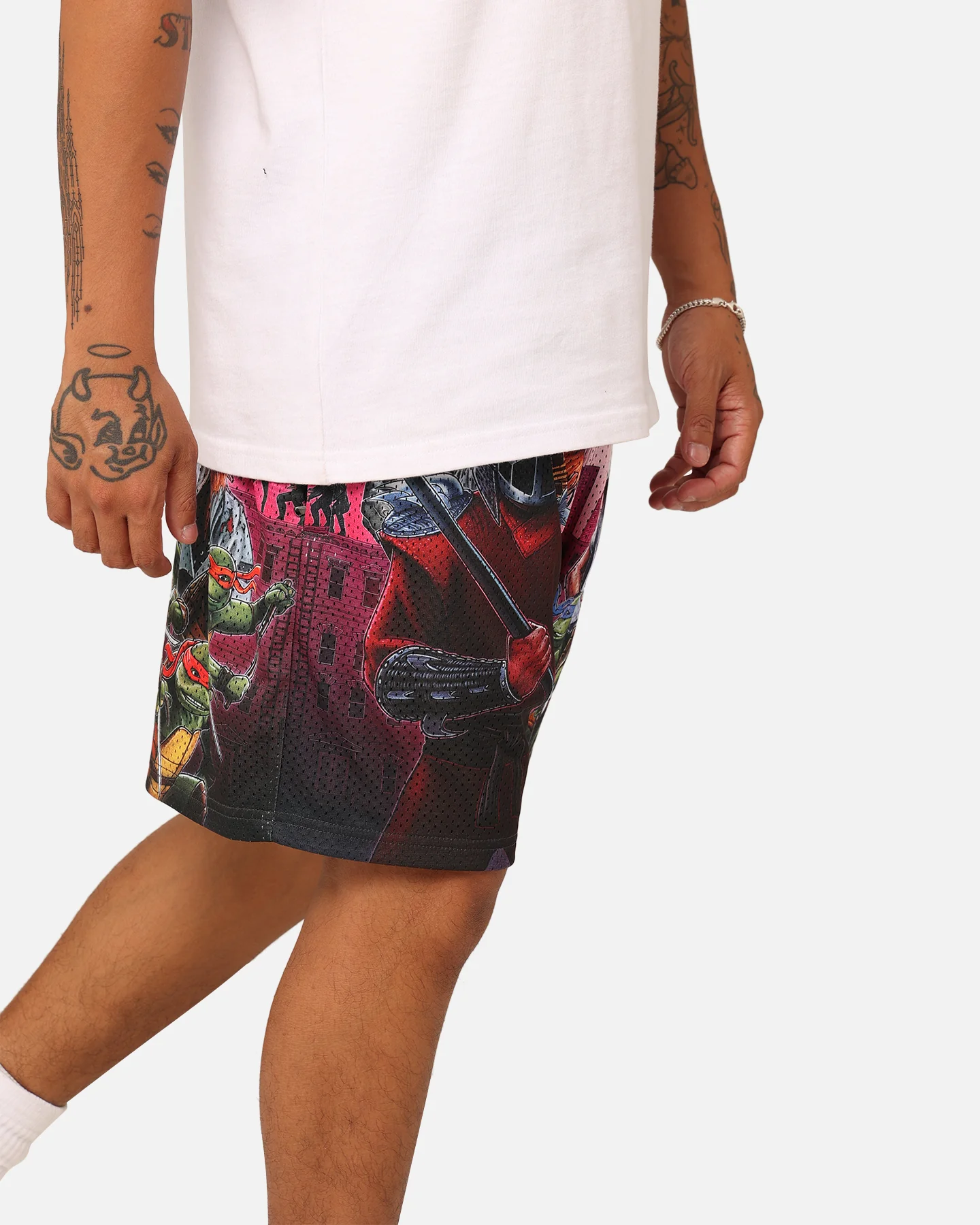 American Thrift X Teenage Mutant Ninja Turtles Poster Retro Mesh Shorts Purple/Multi - Image 3