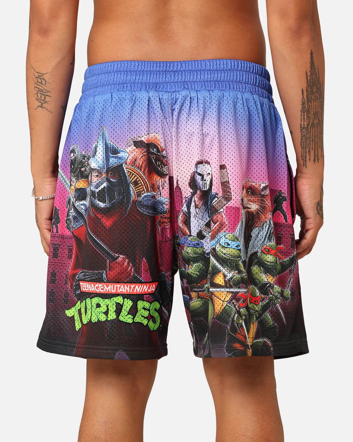 American Thrift X Teenage Mutant Ninja Turtles Poster Retro Mesh Shorts Purple/Multi - Image 8