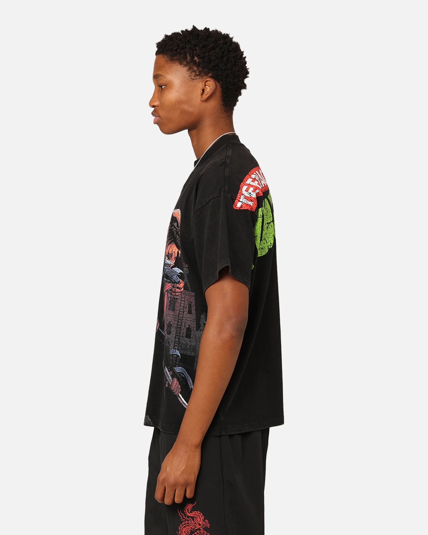American Thrift X Teenage Mutant Ninja Turtles Shredder Colossal T-Shirt Black Wash - Image 7