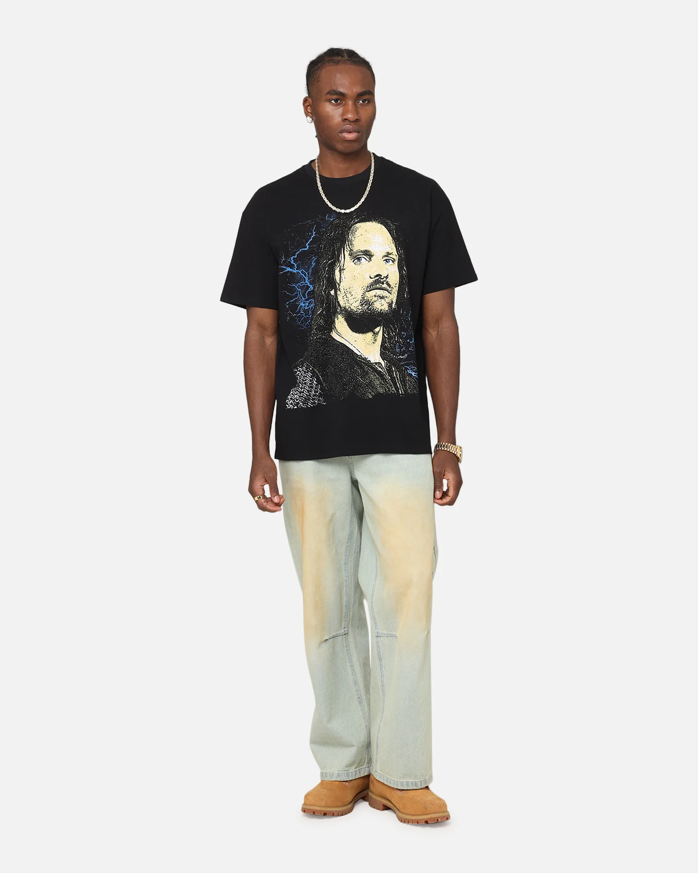 American Thrift X The Lord Of The Rings Aragorn Heavy T-Shirt Black - Image 3