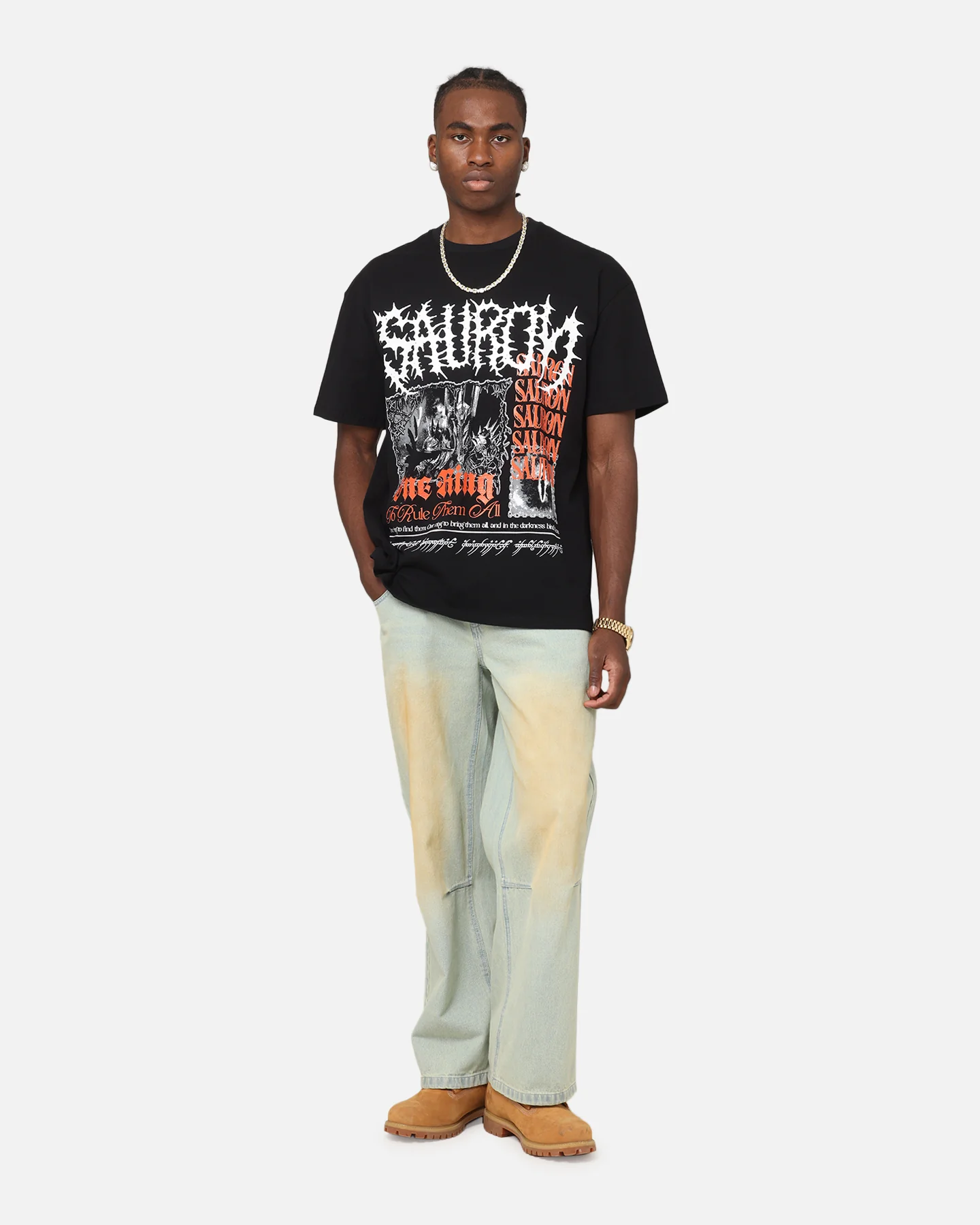 American Thrift X The Lord Of The Rings Sauron Heavy T-Shirt Black - Image 3