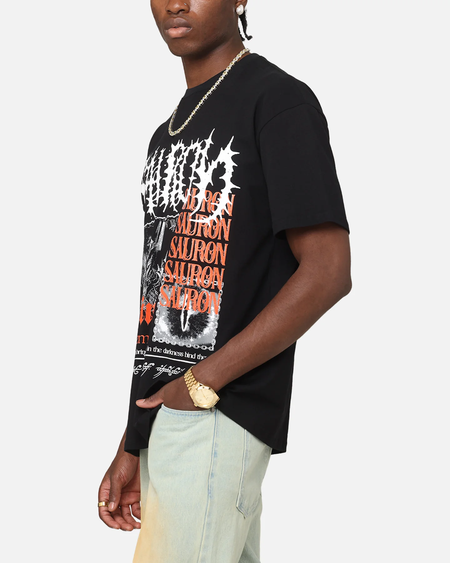 American Thrift X The Lord Of The Rings Sauron Heavy T-Shirt Black - Image 6