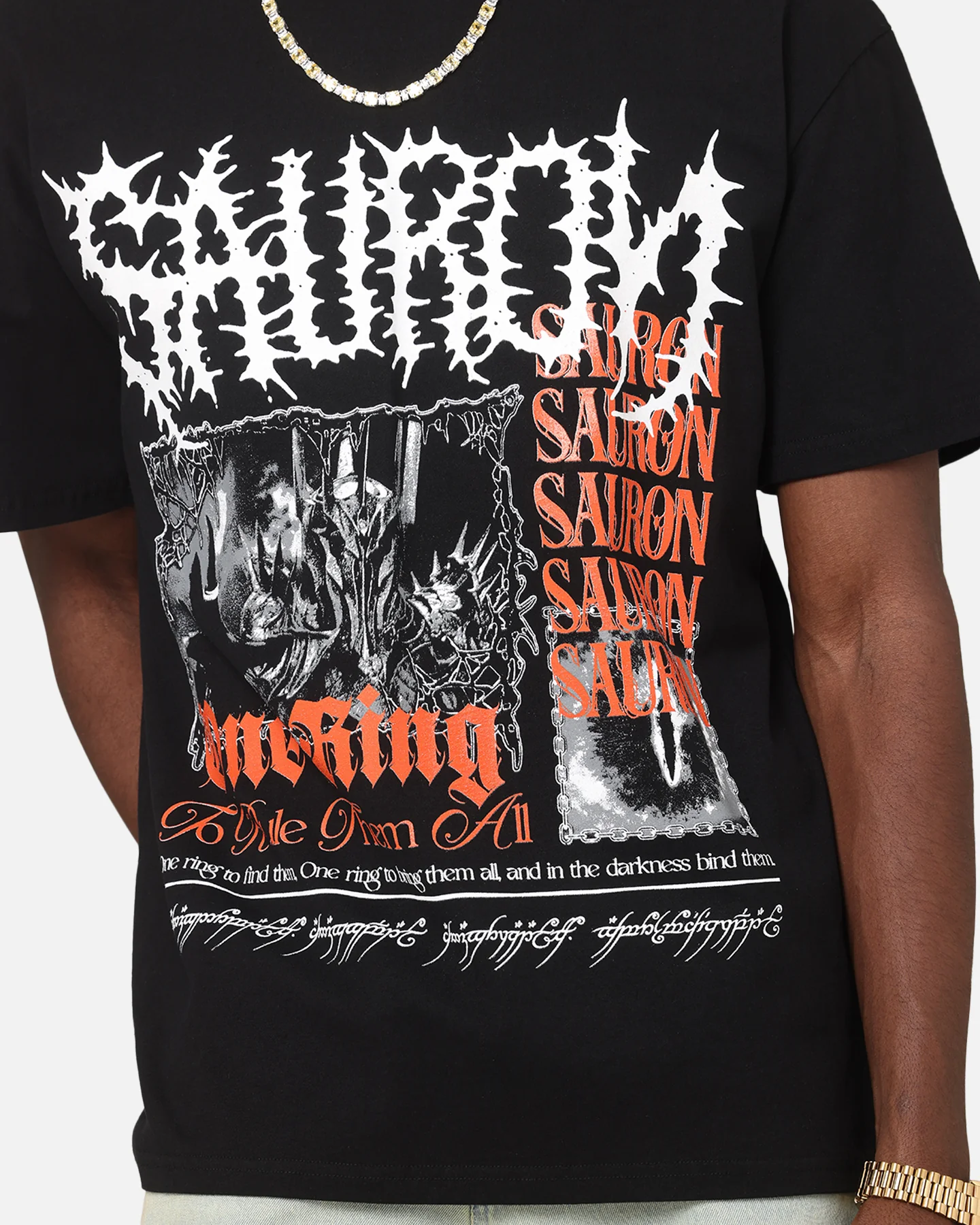 American Thrift X The Lord Of The Rings Sauron Heavy T-Shirt Black - Image 7