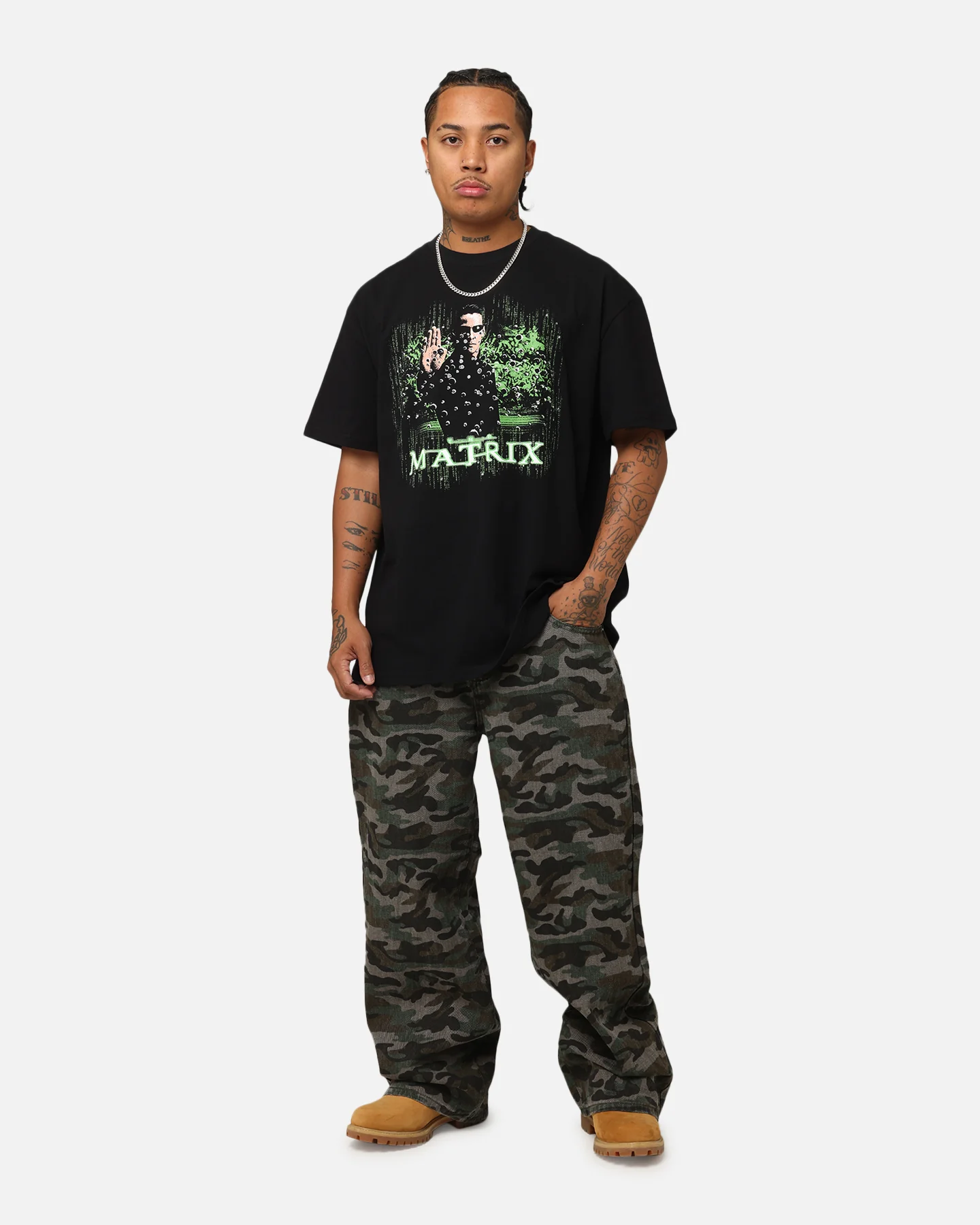 American Thrift X The Matrix Neo Bullets Heavy T-Shirt Black - Image 3