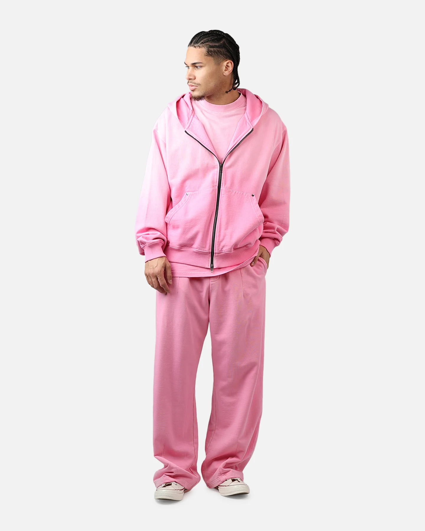 American Thrift Zip Hoodie Washed Pink - Image 3