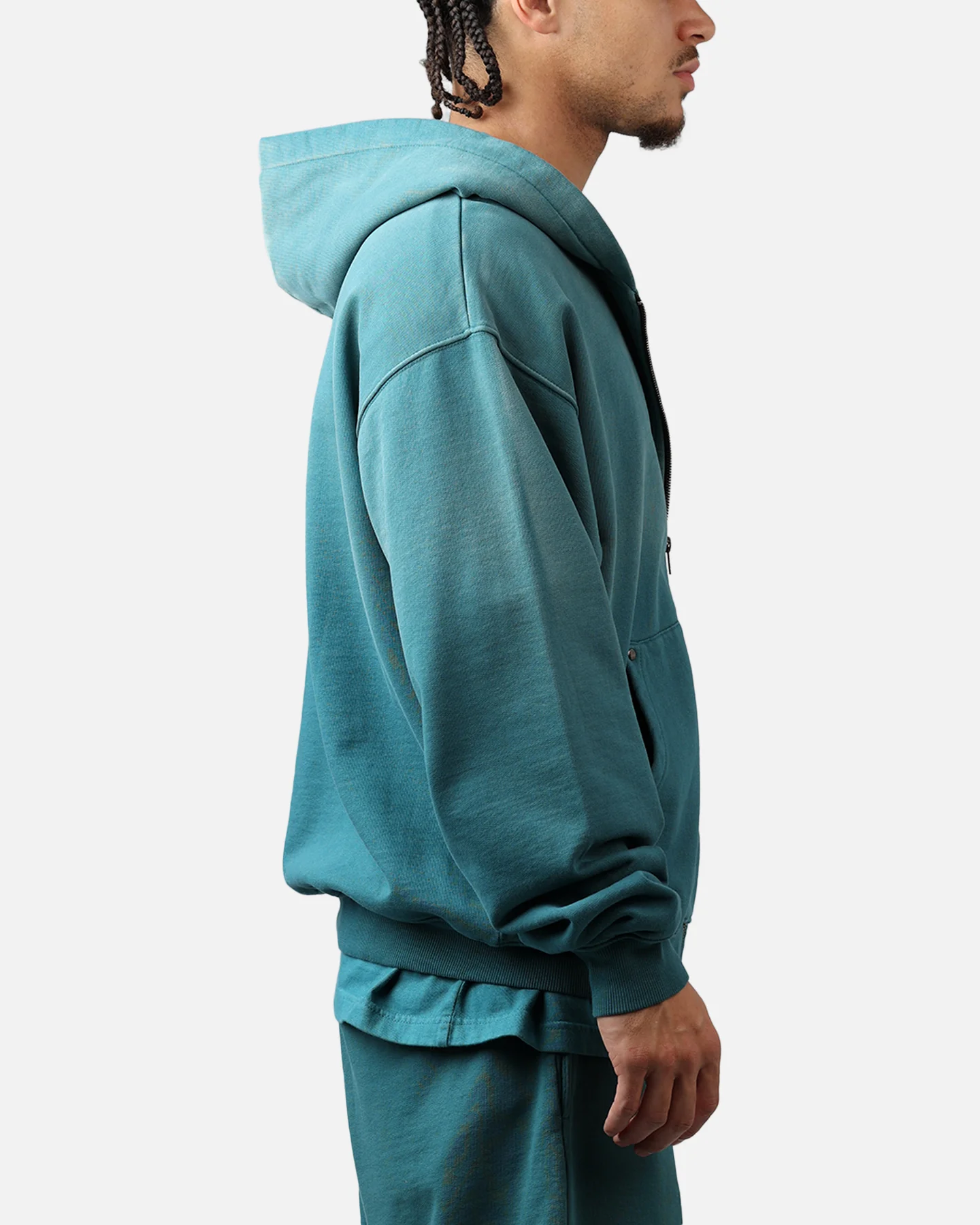 American Thrift Zip Hoodie Washed Teal - Image 4