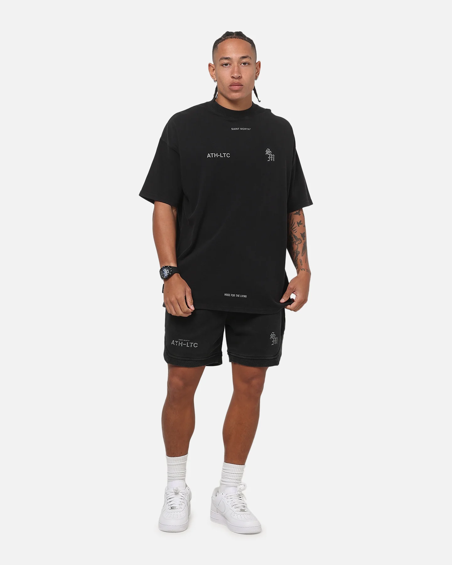 Saint Morta ATH-LTC Fleece Shorts Pigment Black - Image 2