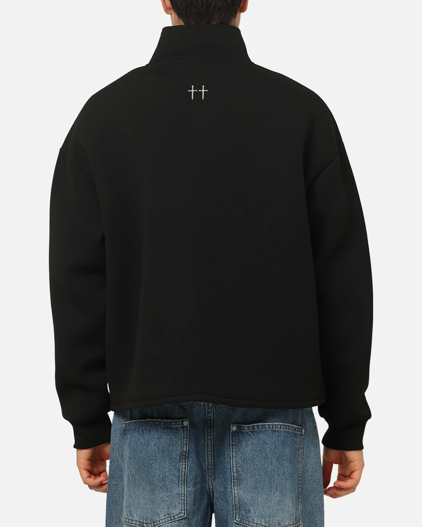 Saint Morta Athltc Quarter Zip Crewneck Black - Image 3