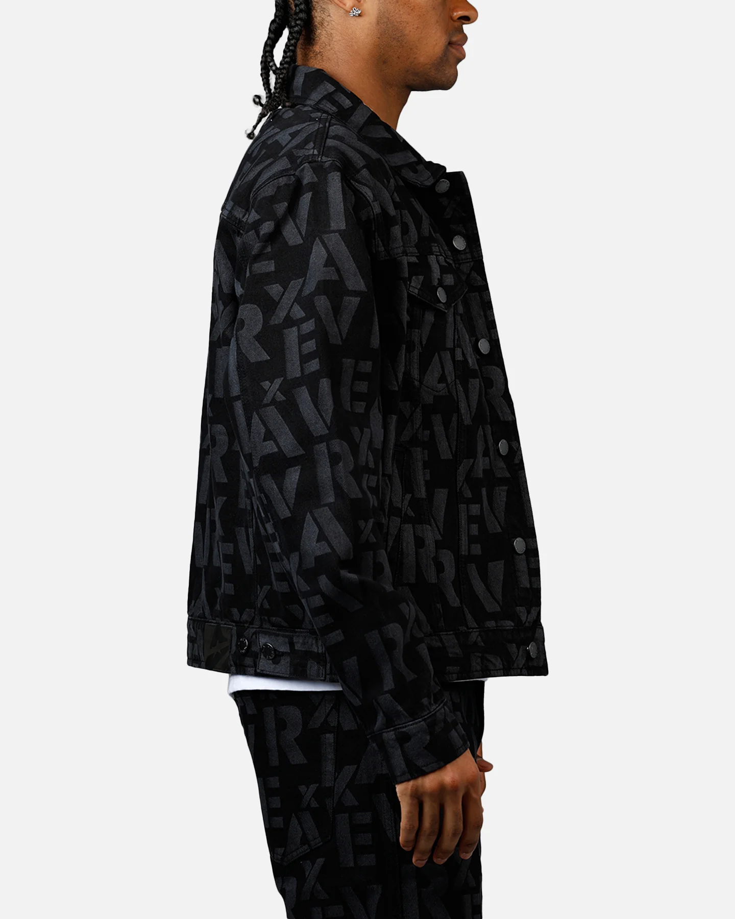 Avirex Monogram Denim Jacket Black - Image 4