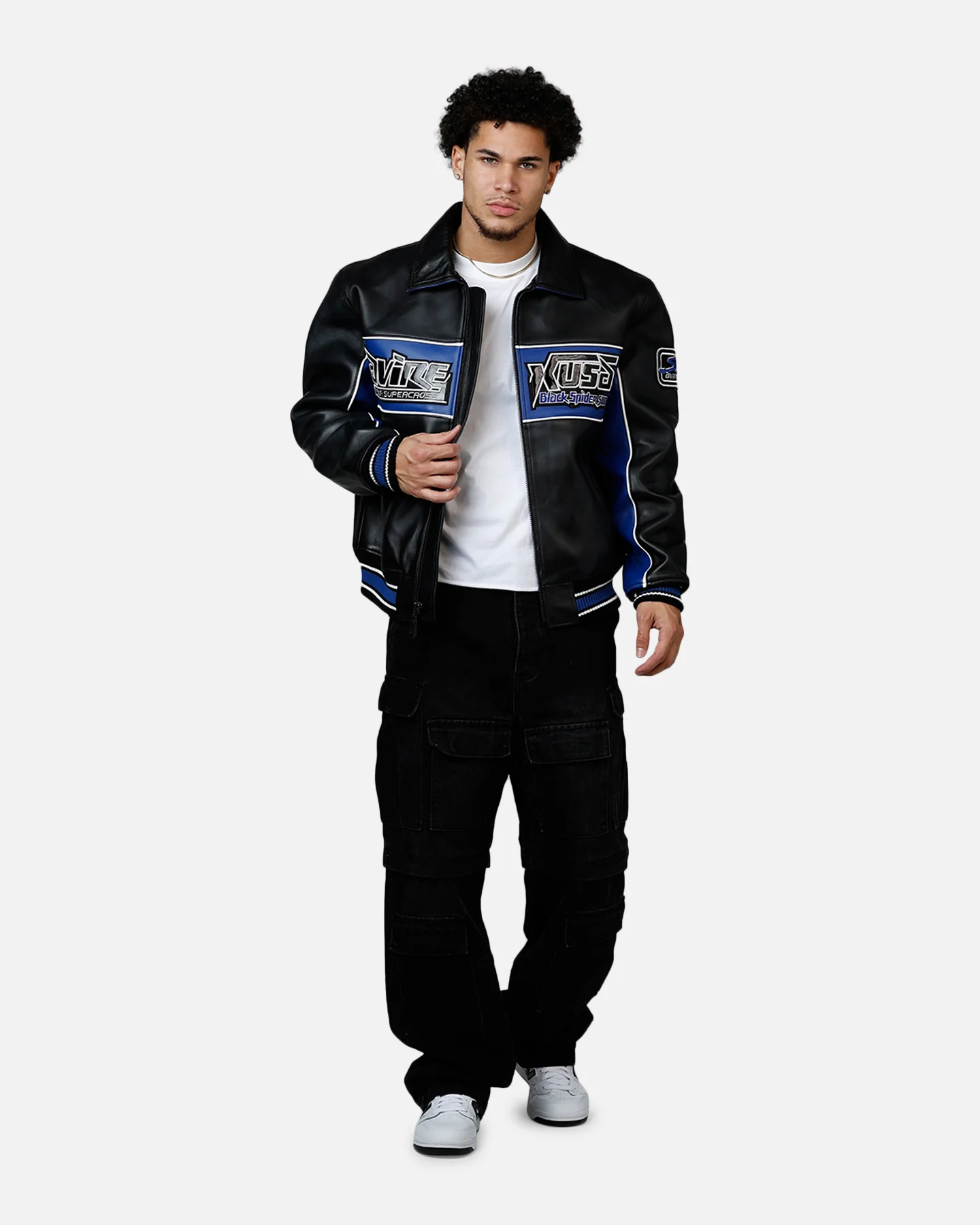 Avirex Spider Racing Jacket Black/Blue - Image 3