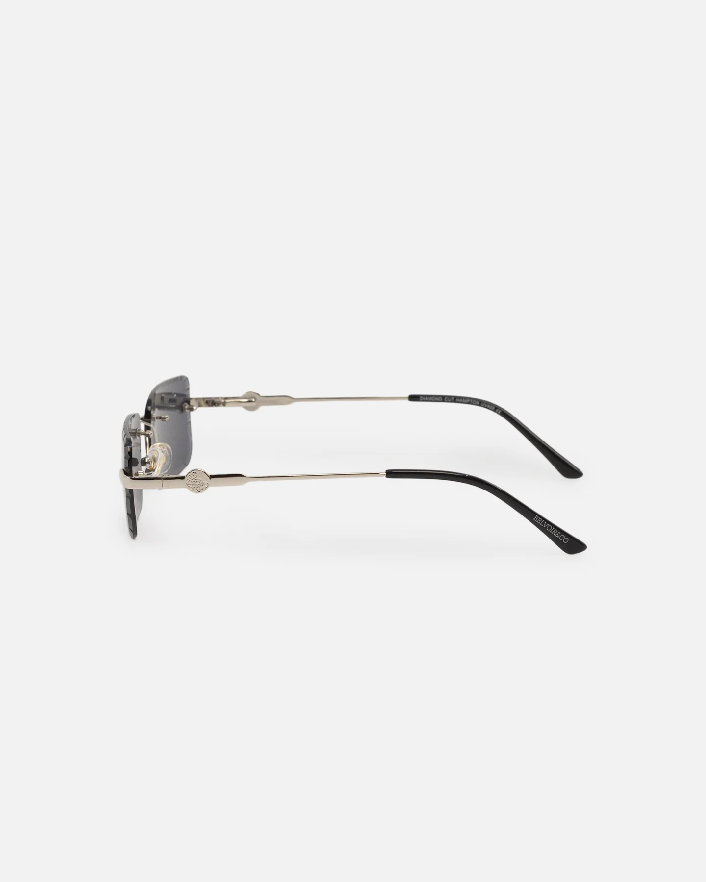 Belvoir & Co Diamond Cut Hampton Sunglasses Black/Silver - Image 5