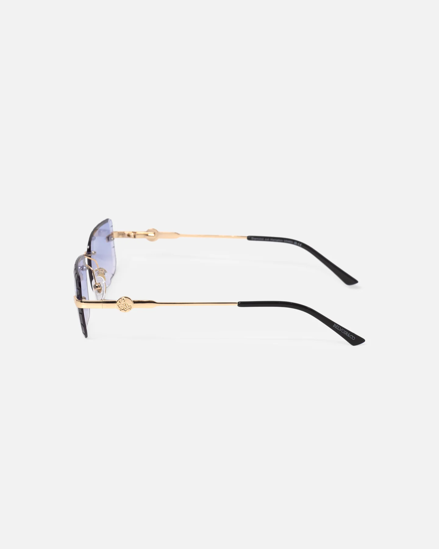 Belvoir & Co Hampton Diamond Cut Sunglasses Gold/Blue - Image 4