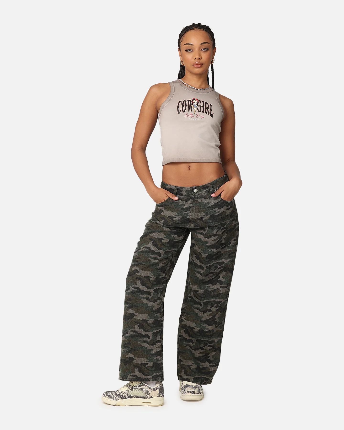 Betty Boop Women's Cowgirl Sunfade Tank Washed Brown - Image 2