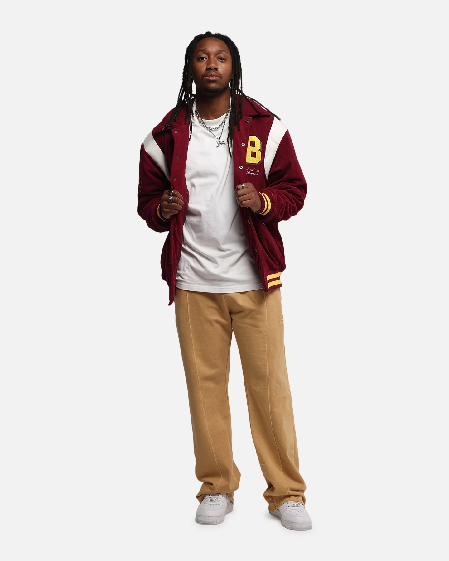 Bleacher Athletic Brisbane Broncos NRL 1908 Corduroy Varsity Jacket Official Team Colour - Image 2