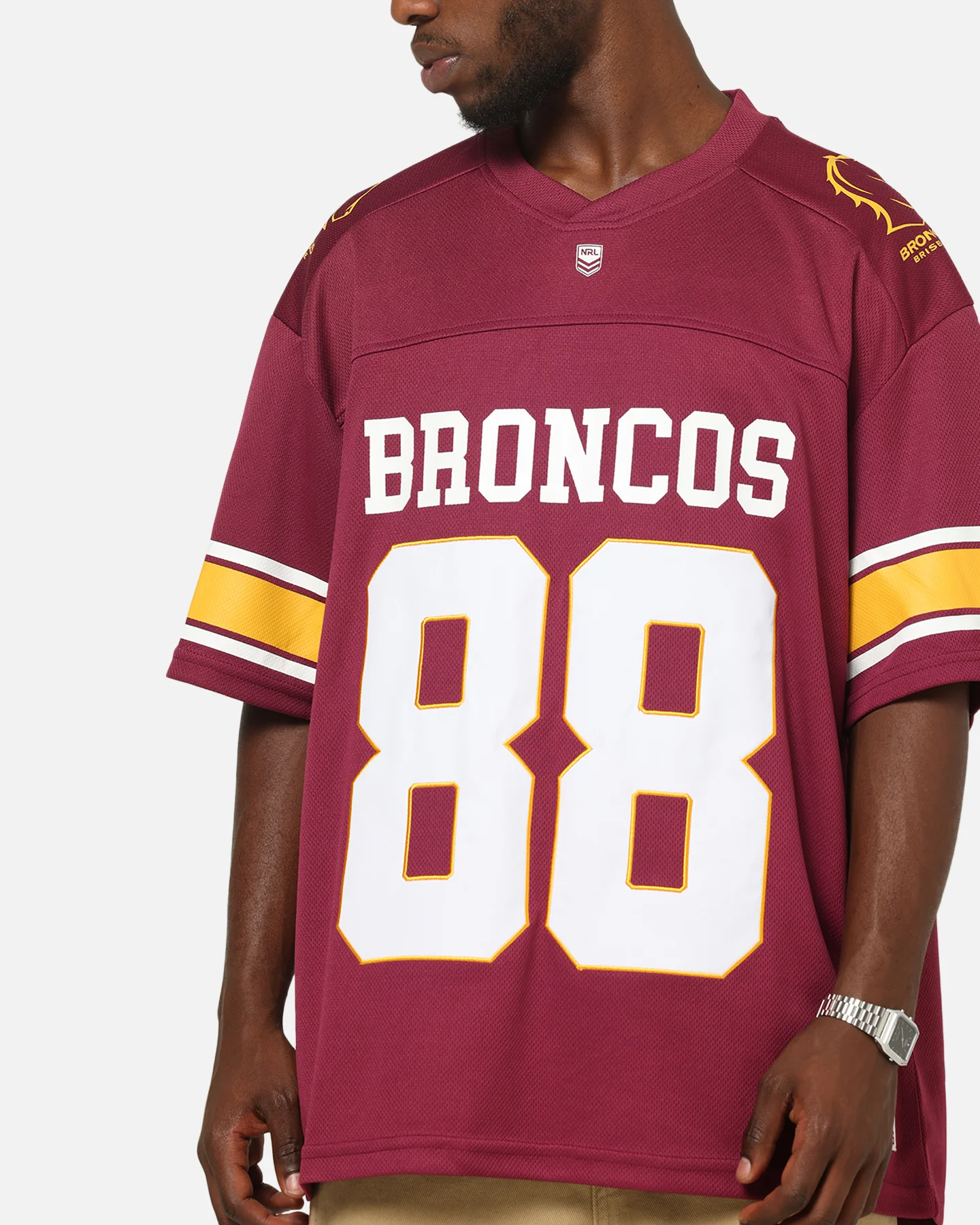 Bleacher Athletic Brisbane Broncos NRL Gridiron Mesh Jersey Official Team Color - Image 7