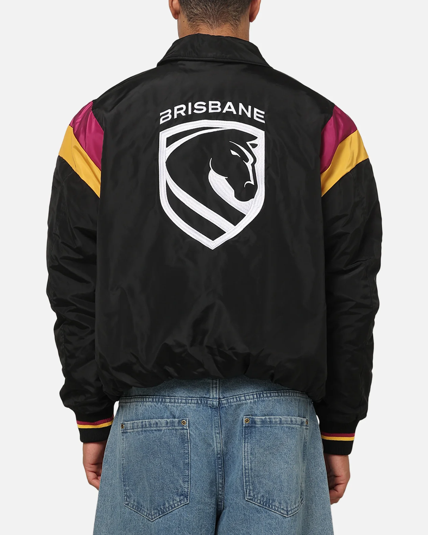 Bleacher Athletic Brisbane Broncos NRL Legacy Baseball Jacket Black - Image 2
