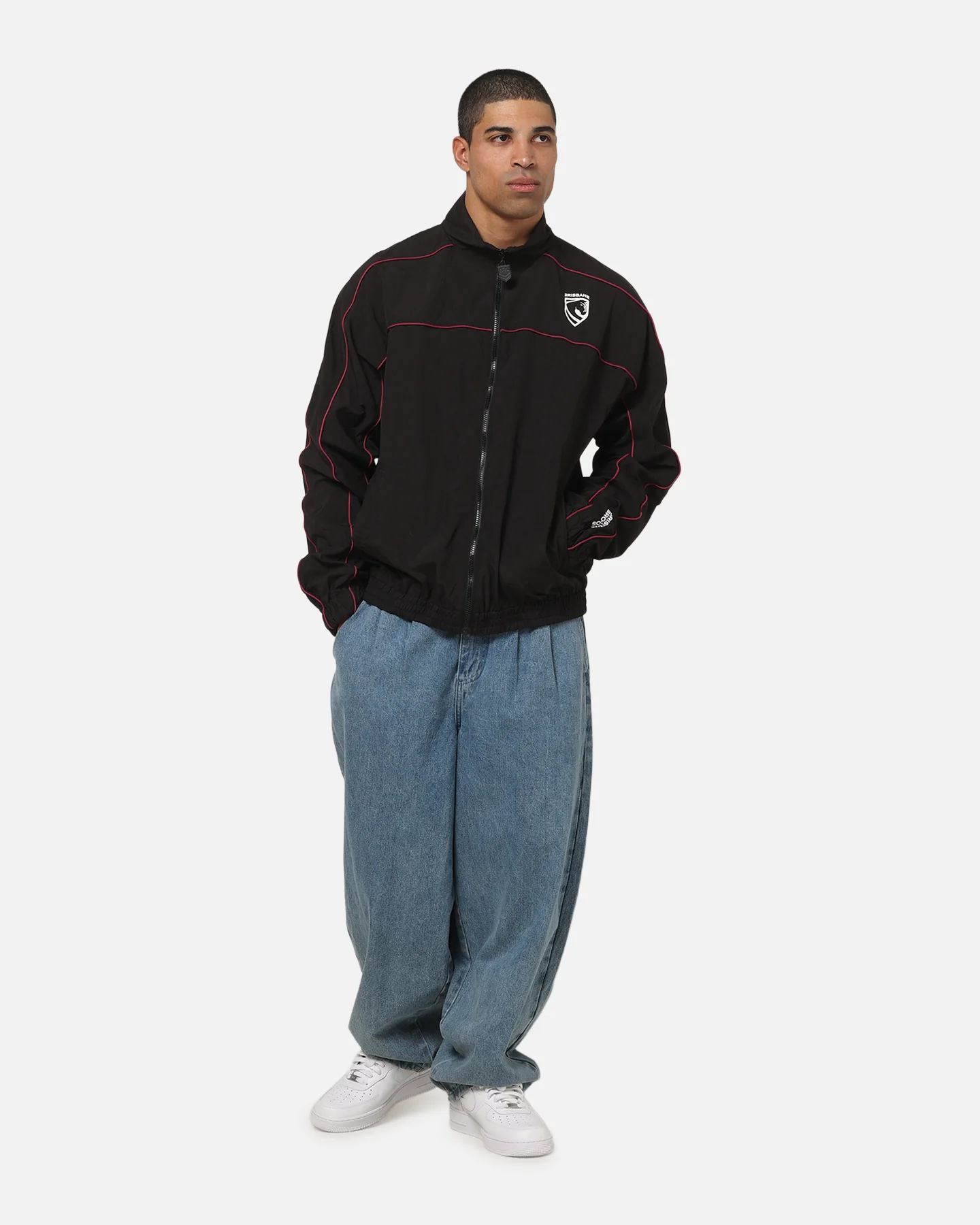 Bleacher Athletic Brisbane Broncos NRL Midweight Spray Jacket Black - Image 2