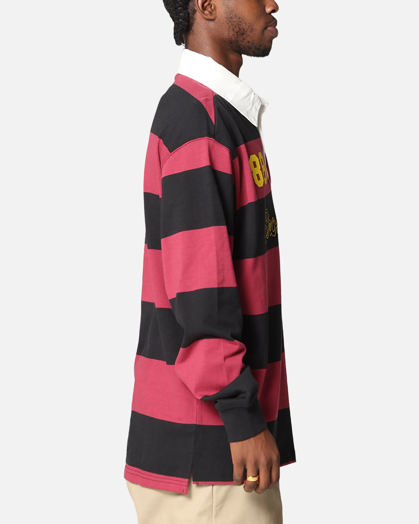 Bleacher Athletic Brisbane Broncos NRL Stripe Rugby Polo Shirt Official Team Colour - Image 4
