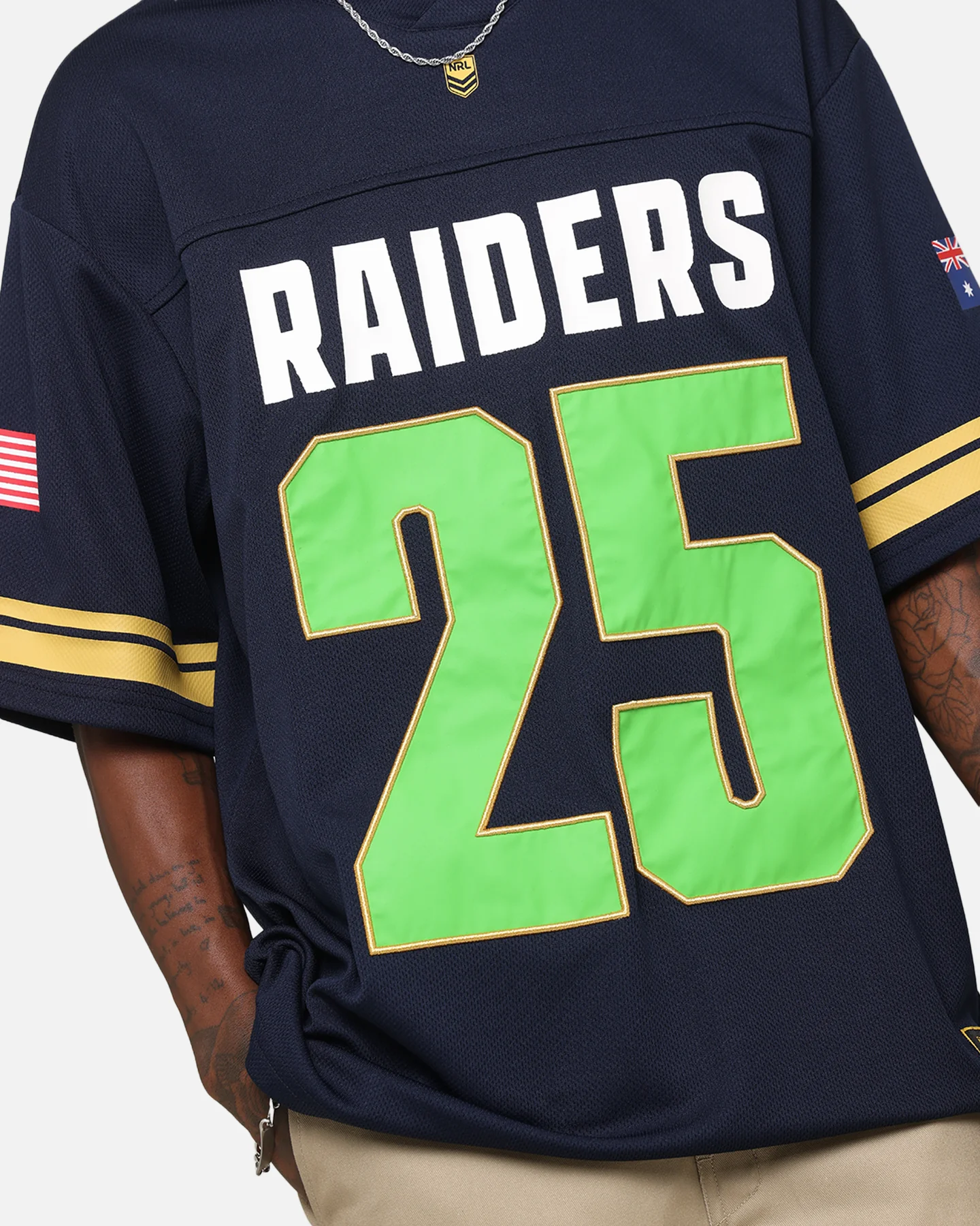 Bleacher Athletic Canberra Raiders NRL 2025 Las Vegas Round Grid Iron T-Shirt Official Team Colour - Image 7