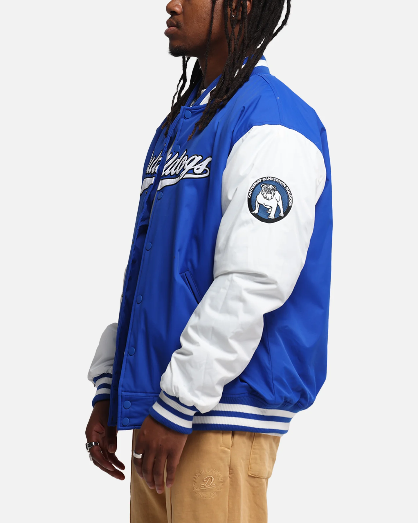 Bleacher Athletic Canterbury-Bankstown Bulldogs NRL 1908 Baseball Varsity Jacket Official Team Colour - Image 5