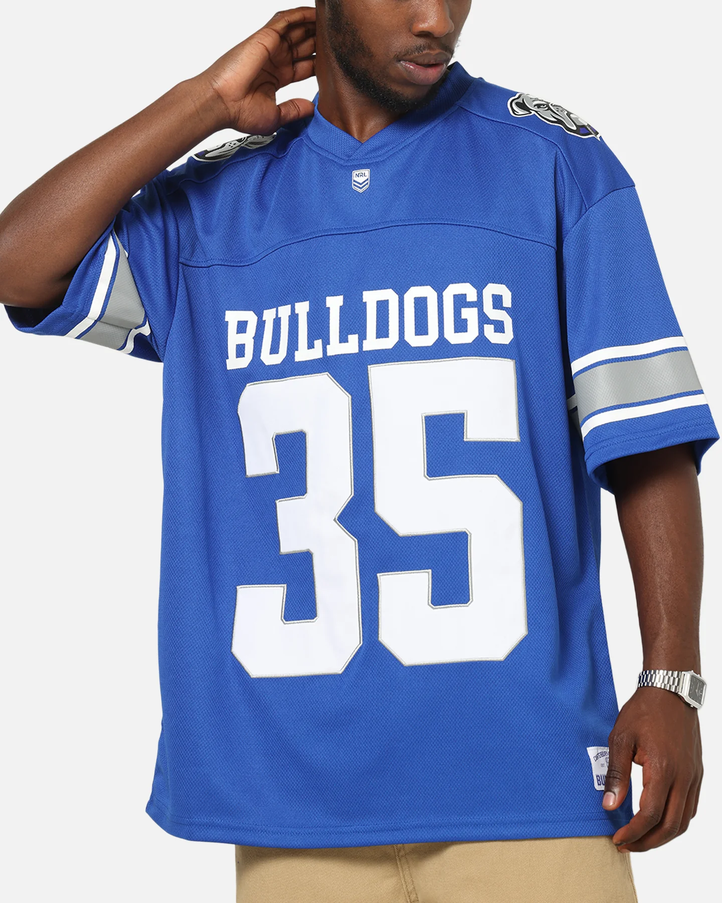 Bleacher Athletic Canterbury-Bankstown Bulldogs NRL Gridiron Mesh Jersey Official Team Color - Image 7