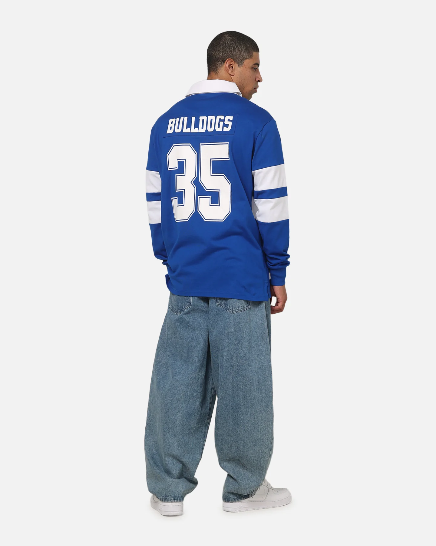 Bleacher Athletic Canterbury-Bankstown Bulldogs NRL Legacy Rugby Polo Shirt Blue - Image 4