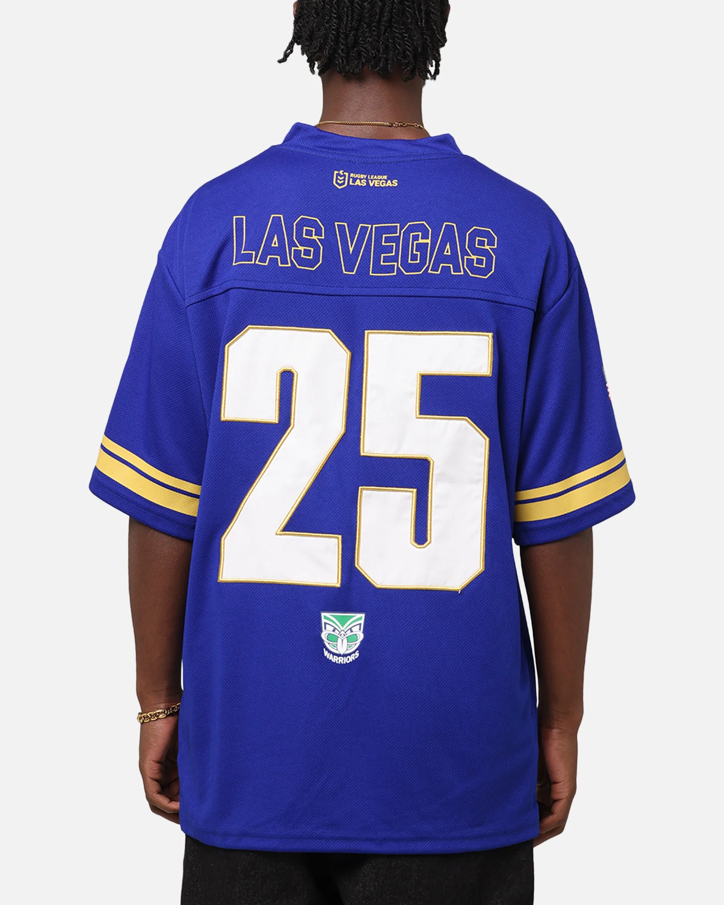 Bleacher Athletic New Zealand Warriors NRL 2025 Las Vegas Round Grid Iron T-Shirt Official Team Colour - Image 2