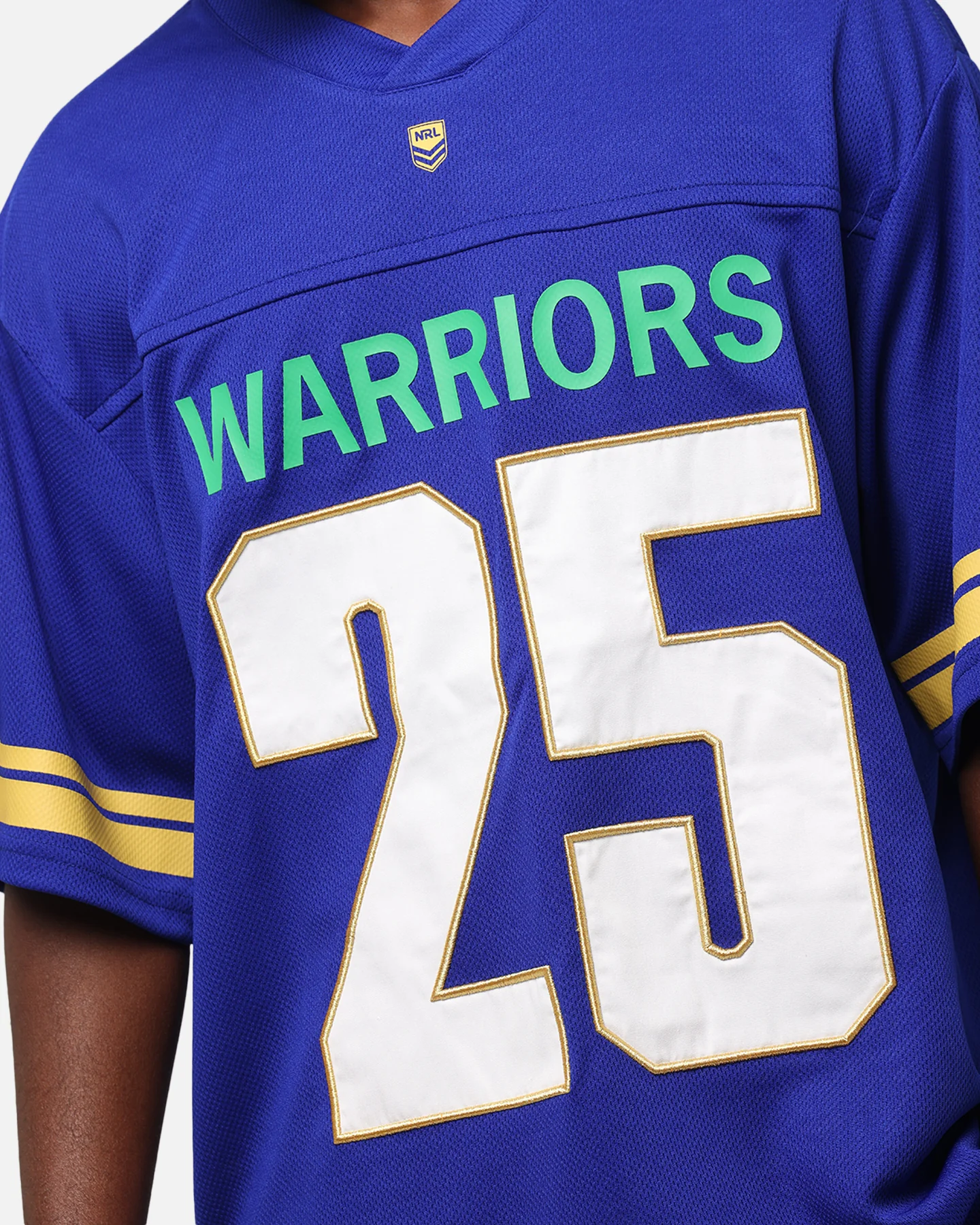 Bleacher Athletic New Zealand Warriors NRL 2025 Las Vegas Round Grid Iron T-Shirt Official Team Colour - Image 7