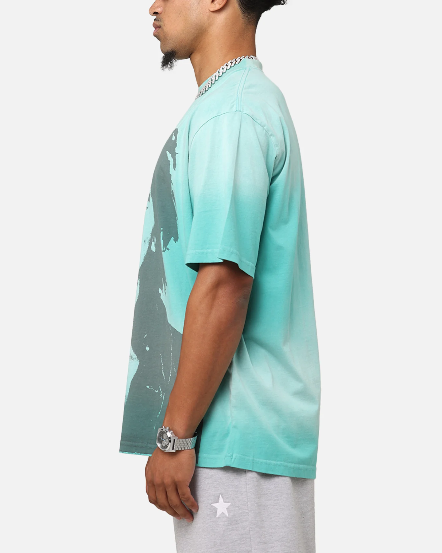 Bob Marley Bob Hem Vintage T-Shirt Washed Teal/Black - Image 5