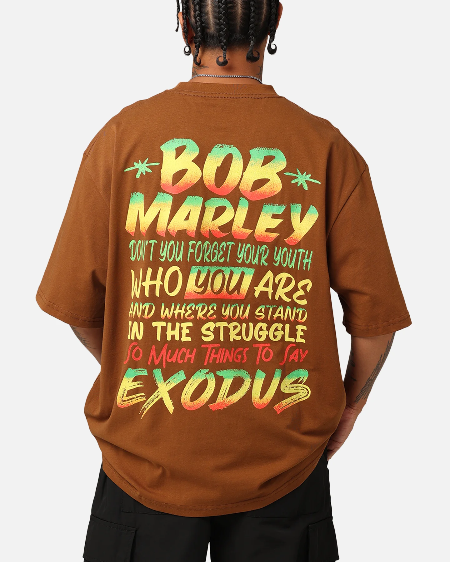 Bob Marley Bob Who You Are Exodus T-Shirt Chocolate - Image 6
