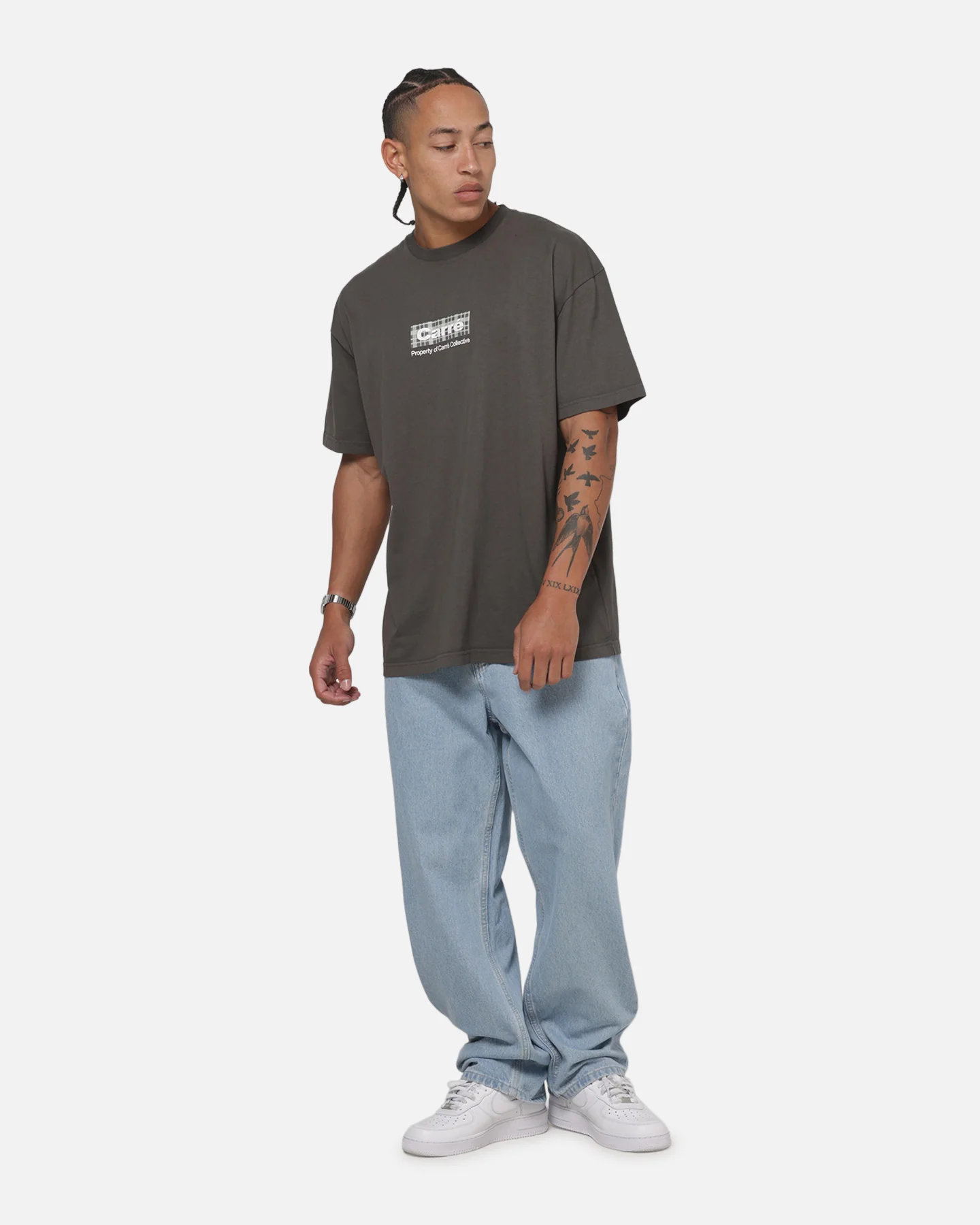 Carre Box Check T-Shirt Charcoal - Image 2